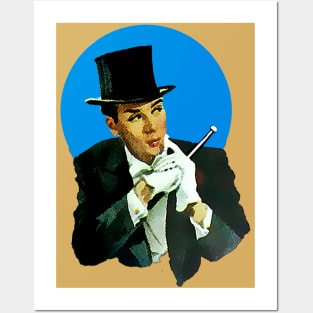 Show man in tailcoat, cane and top hat Posters and Art